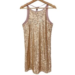 Forever 21 Gold Sequin Halter Neck Party Dress‎ Size S